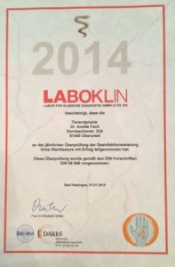 Hygiene Zertifikat Laboklin 2014